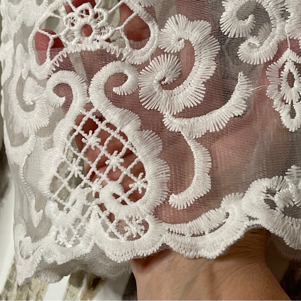 Simply Couture Winter White Elegant Embroidered Lace 3X P2P: 25.5” Length: 32” - Picture 5 of 9